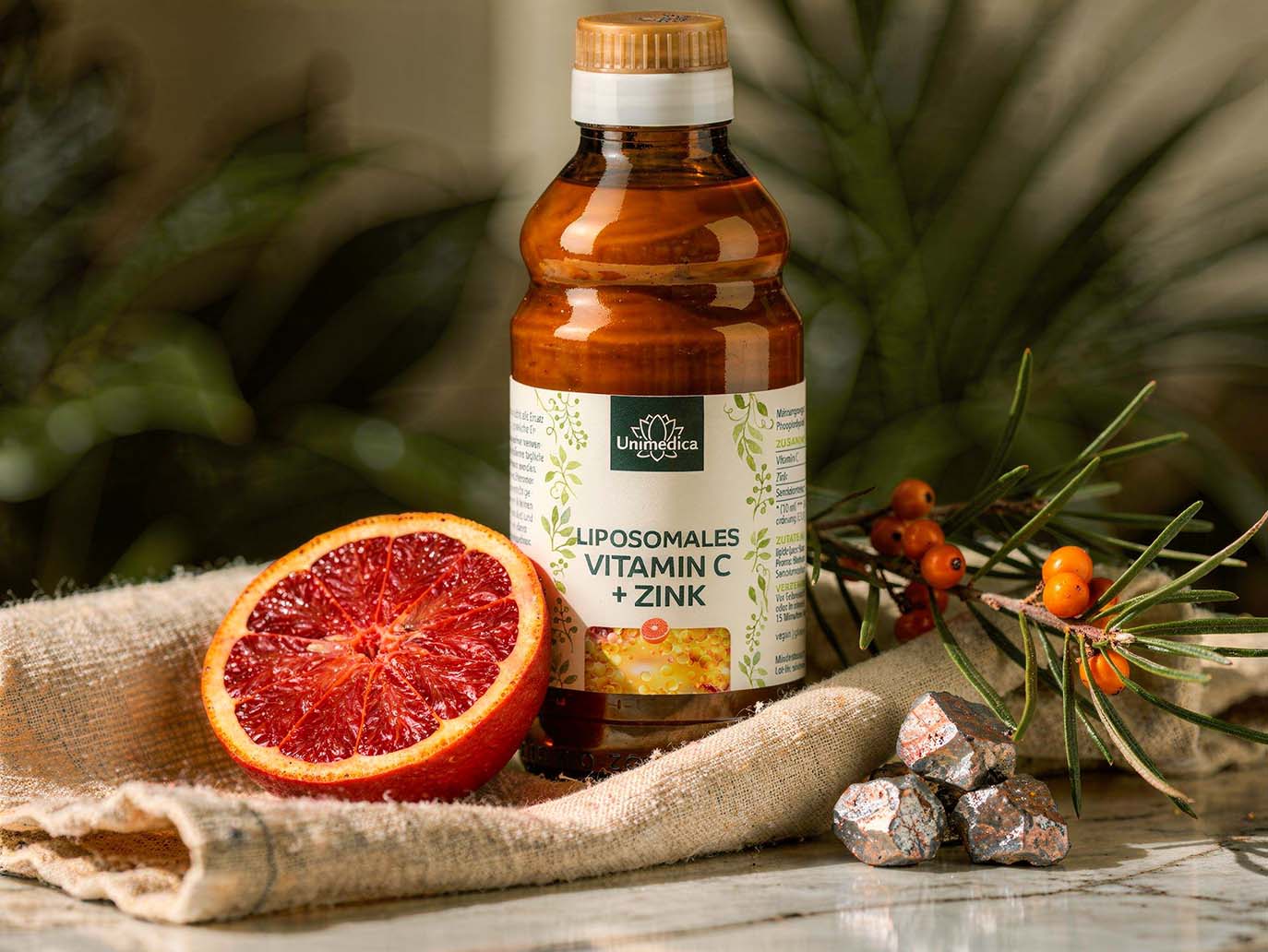 Liposomales Vitamin C + Zink - 935 mg Vitamin C und 25 mg Zink pro Tagesdosis (10 ml) - 250 ml - von Unimedica